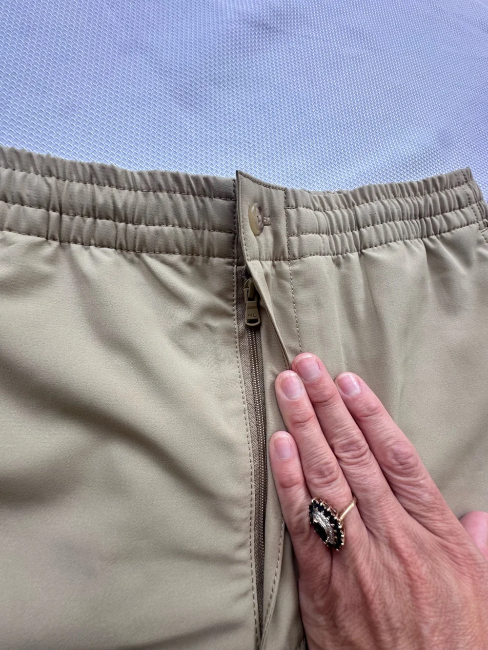 NWT Polo Ralph Lauren Elasticized Waistband Mid-Rise Trunks Beige Small $110